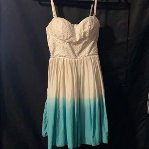 AE White fade to blue flowy dress with builtinbra